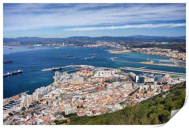 Gibraltar City and Bay Print by Artur Bogacki