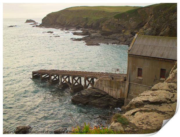The old lifeboat station on the lizard peninsular  Print by Ann Biddlecombe