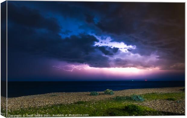 Lightning at Sea in Littlehampton Canvas Print by Geoff Smith