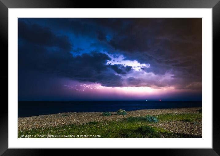 Lightning at Sea in Littlehampton Framed Mounted Print by Geoff Smith