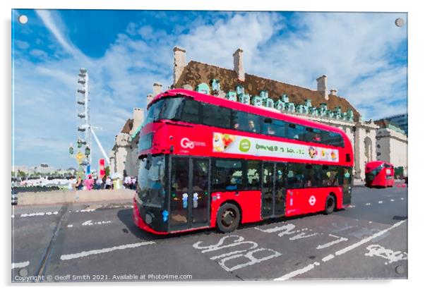 Routemaster Bus in London - Painterly Acrylic by Geoff Smith