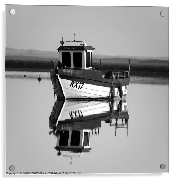 Fishing Boat at Brancaster Staithe Norfolk Mono Acrylic by David Powley