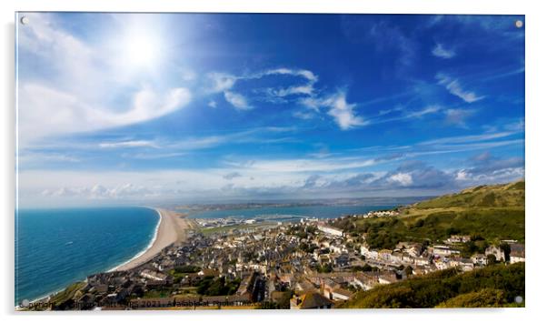 Chesil beach and Isle of Portland in Dorset UK Acrylic by Simon Bratt LRPS