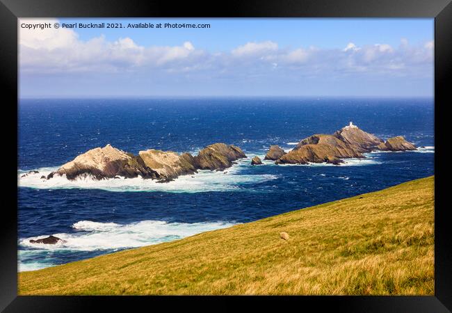 Muckle Flugga Lighthouse on Shetland Isles Framed Print by Pearl Bucknall