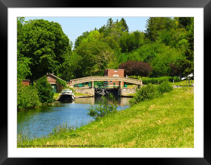 Frise Lock in North West France on the Somme Canal Framed Mounted Print by Ann Biddlecombe