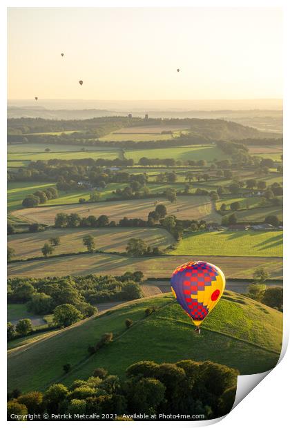 Hot Air Balloons over the English Countryside Print by Patrick Metcalfe