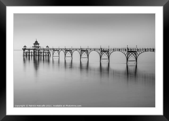 Clevedon Pier in Monchrome Framed Mounted Print by Patrick Metcalfe