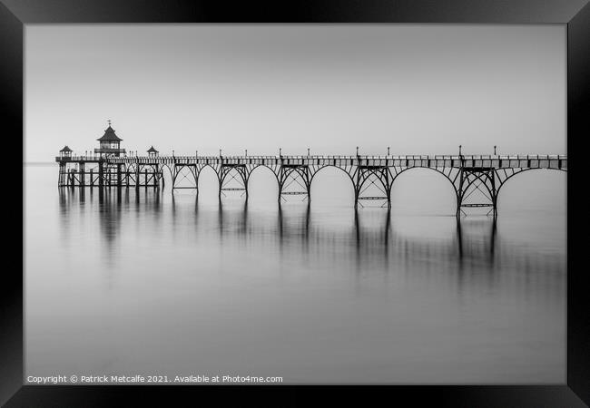 Clevedon Pier in Monchrome Framed Print by Patrick Metcalfe