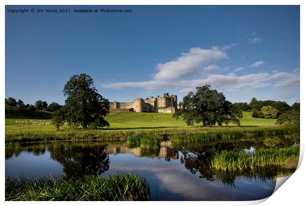 Alnwick Castle reflected in the River Aln. Print by Jim Jones