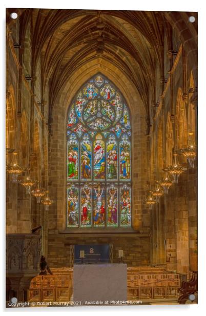 Stained glass window, St. Giles' Cathedral, Edinburgh, Scotland, United Kingdom Acrylic by Robert Murray