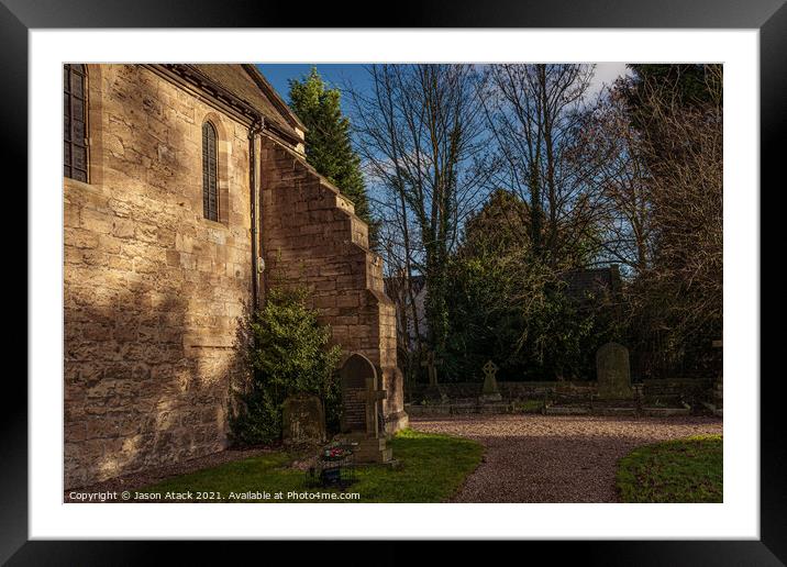 A clock tower in front of a brick building Framed Mounted Print by Jason Atack