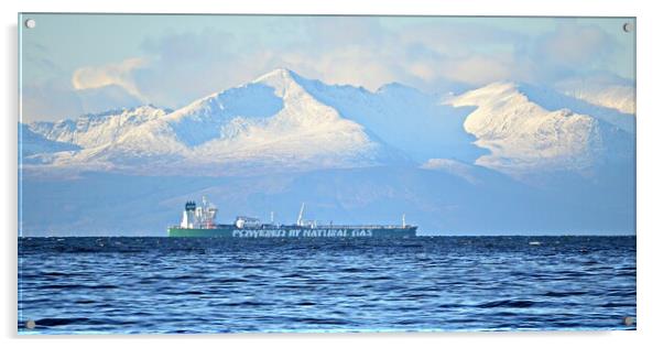 Isle of Arran and the Lomonosov Prospect anchored  Acrylic by Allan Durward Photography