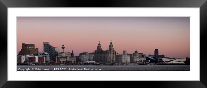 Panoramic Evening image of Liverpool Waterfront Framed Mounted Print by Peter Lovatt  LRPS