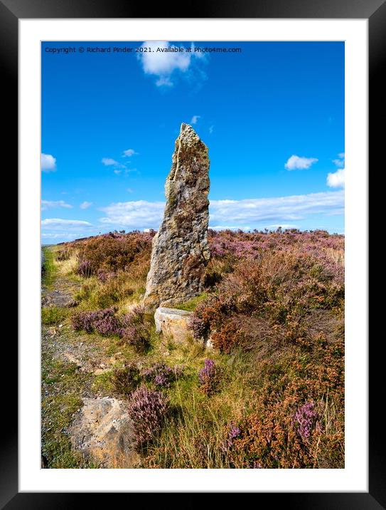 Guide Stone on Egton High Moor. Framed Mounted Print by Richard Pinder