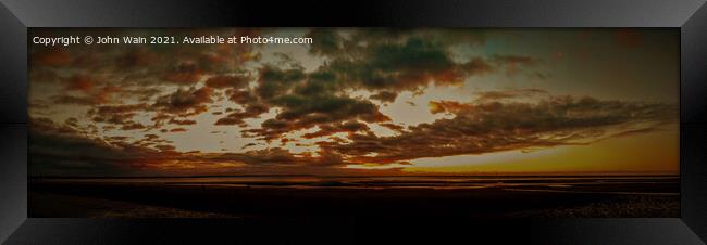 Crosby Beach at sunset Framed Print by John Wain