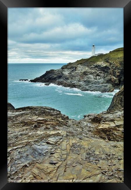 The Lighthouse, Trevose Head, Cornwall. Framed Print by Neil Mottershead