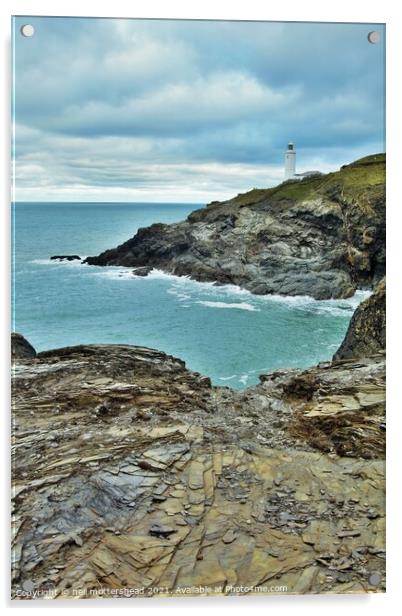 The Lighthouse, Trevose Head, Cornwall. Acrylic by Neil Mottershead