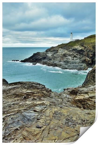 The Lighthouse, Trevose Head, Cornwall. Print by Neil Mottershead