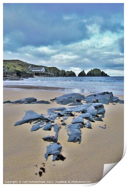 Padstow Lifeboat Station & Merope Rocks, Mother Ivey's Bay, Cornwall. Print by Neil Mottershead