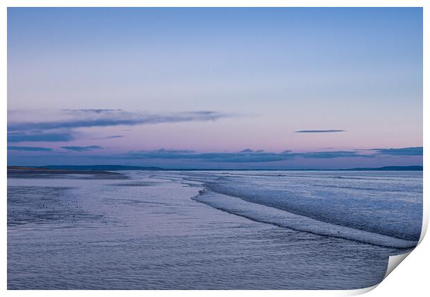 Pendine Beach at Sunset.   Print by Colin Allen