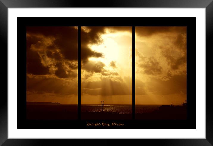 Croyde Sunset Triptych Framed Mounted Print by Donna Collett