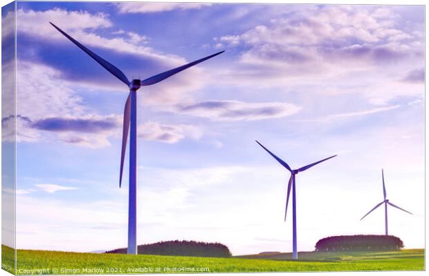 Northumberland renewable energy wind farm Canvas Print by Simon Marlow