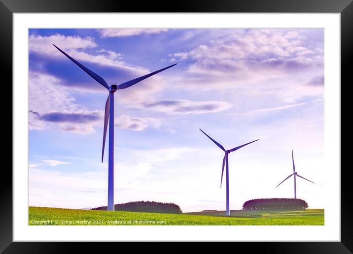 Northumberland renewable energy wind farm Framed Mounted Print by Simon Marlow