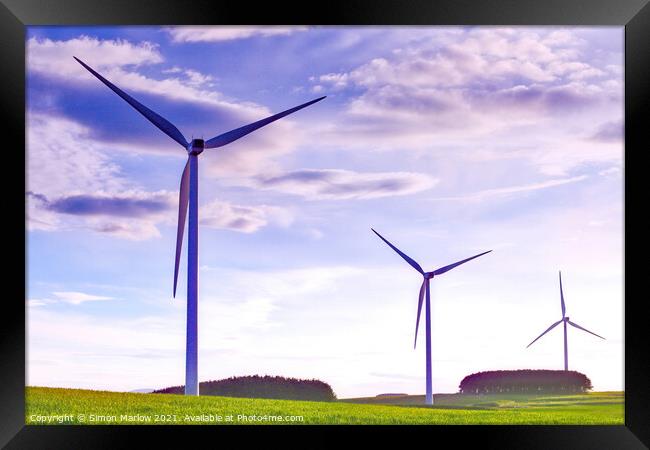 Northumberland renewable energy wind farm Framed Print by Simon Marlow