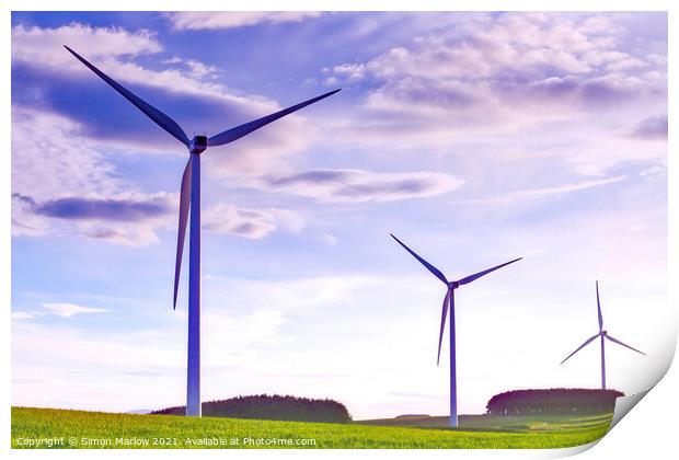Northumberland renewable energy wind farm Print by Simon Marlow