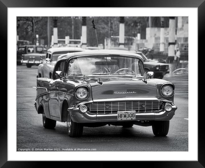 Classic Chevrolet on the street in Havana, Cuba Framed Mounted Print by Simon Marlow