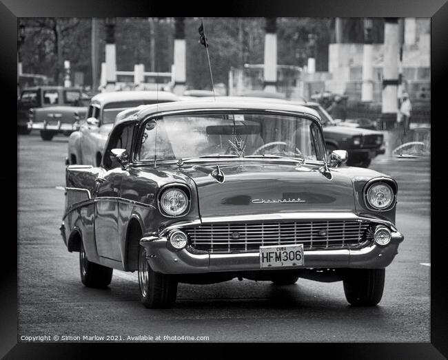 Classic Chevrolet on the street in Havana, Cuba Framed Print by Simon Marlow