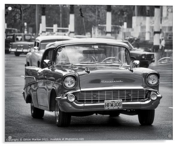 Classic Chevrolet on the street in Havana, Cuba Acrylic by Simon Marlow