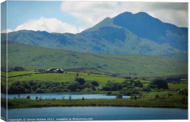 View across Snowdonia from Capel Curig Canvas Print by Simon Marlow