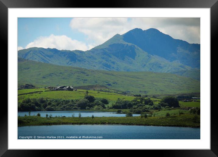 View across Snowdonia from Capel Curig Framed Mounted Print by Simon Marlow