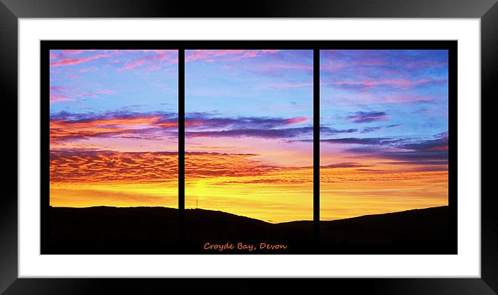 Sunset at Croyde Bay, Triptych Framed Mounted Print by Donna Collett