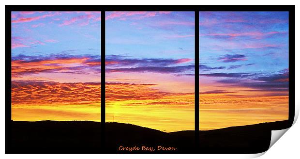 Sunset at Croyde Bay, Triptych Print by Donna Collett