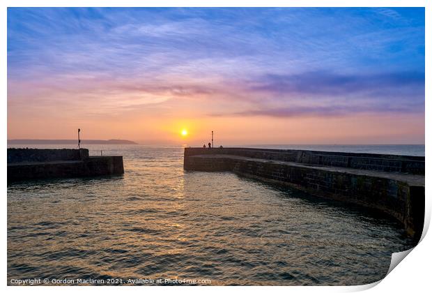 Cornish Sunrise , Charlestown Harbour Print by Gordon Maclaren