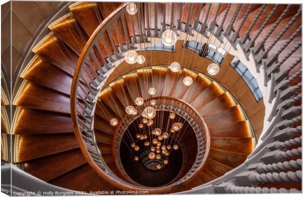 'London's Iconic Heals Staircase: A Luminary Dance Canvas Print by Holly Burgess