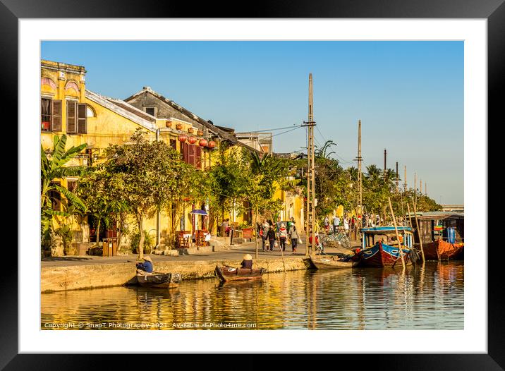 View of the old town and riverside with boats Framed Mounted Print by SnapT Photography
