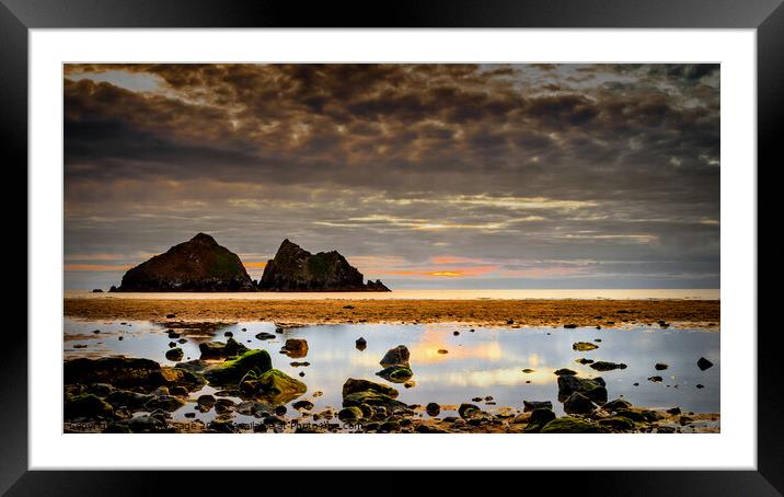 Sunset at Holywell Bay Framed Mounted Print by Jeremy Sage