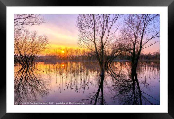 Sunset over Llangorse Lake Framed Mounted Print by Gordon Maclaren