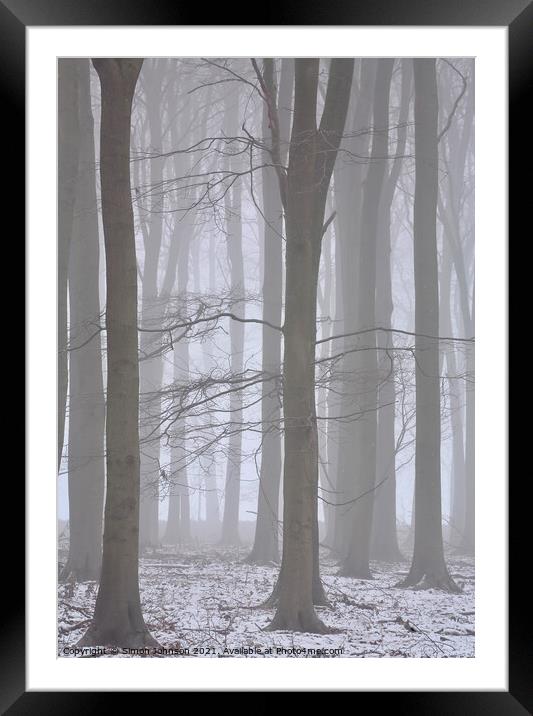 woodland mist Framed Mounted Print by Simon Johnson