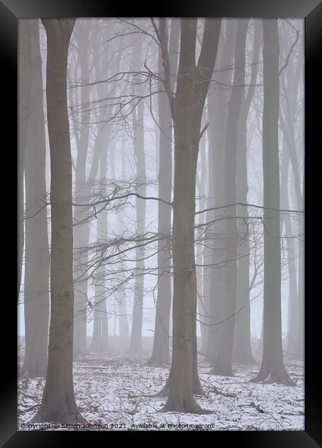 woodland mist Framed Print by Simon Johnson