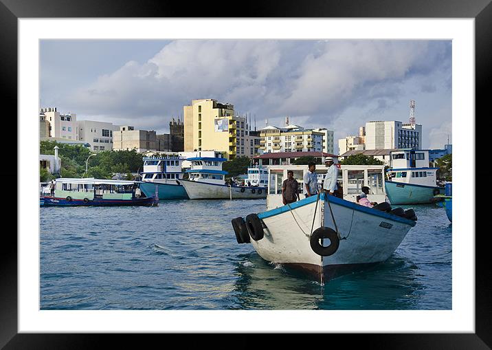 South west harbour of Male' City Framed Mounted Print by Hassan Najmy