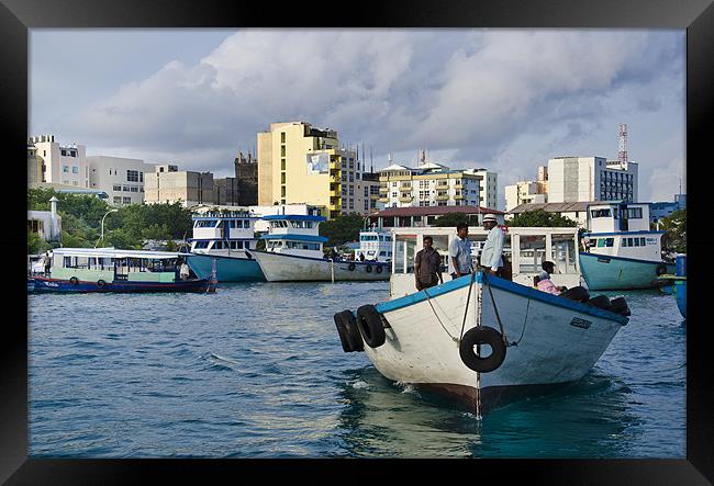 South west harbour of Male' City Framed Print by Hassan Najmy