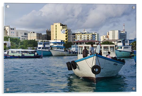South west harbour of Male' City Acrylic by Hassan Najmy