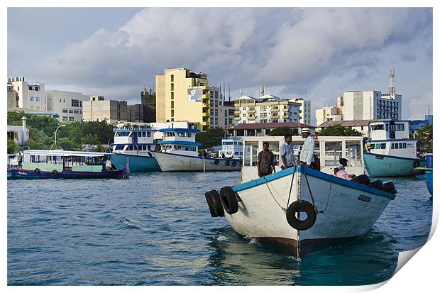 South west harbour of Male' City Print by Hassan Najmy