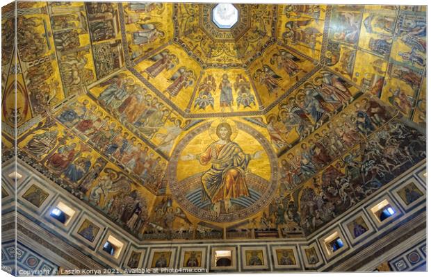 Mosaics of the Baptistery - Florence Canvas Print by Laszlo Konya
