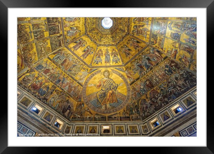 Mosaics of the Baptistery - Florence Framed Mounted Print by Laszlo Konya