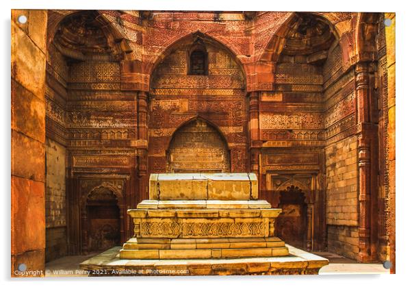 Iltumish Tomb Qutab Minar New Delhi India Acrylic by William Perry